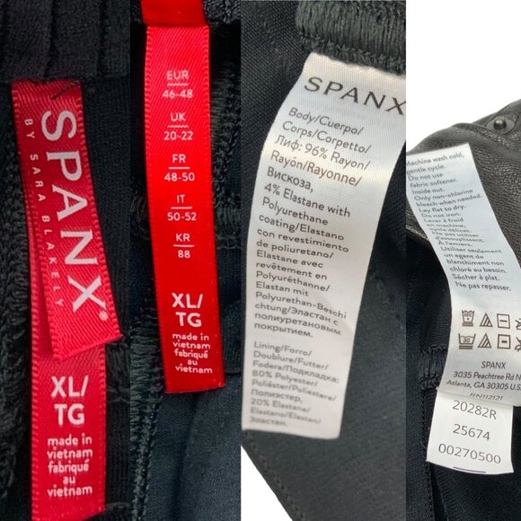 Spanx Faux Leather Like Ankle Skinny Pants XL Noir High Rise Sexy 20282R - Picture 5 of 12
